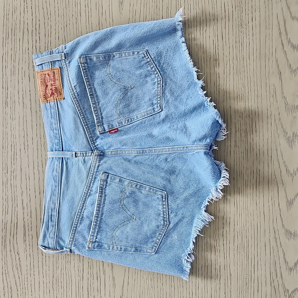 Levi Strauss 501 Button Fly Cut Off Light Blue Jean Shorts - Women's Size 30